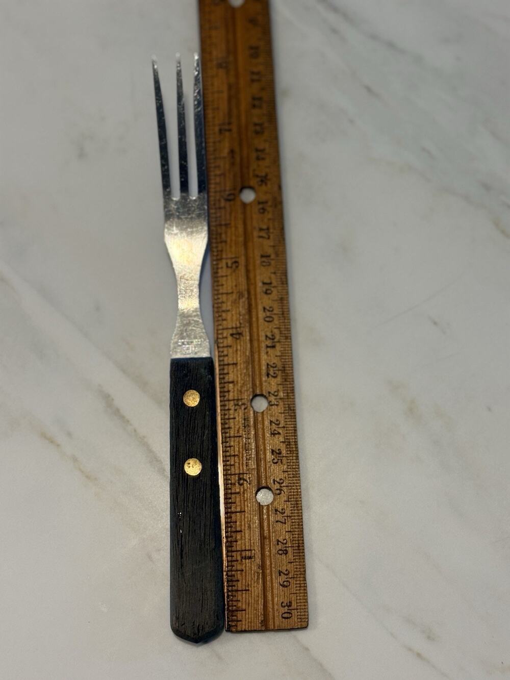 10 inch 3 Tine VNTG Granny Fork - Stainless Steel + Wood Handle